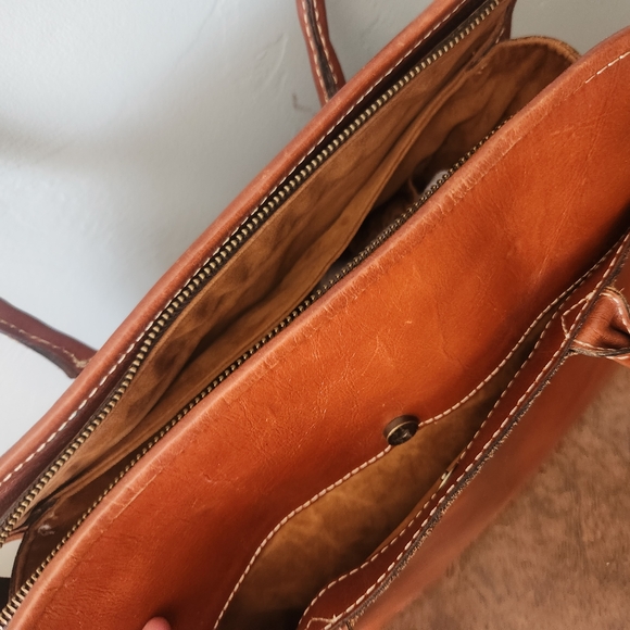 Brown Embossed Leather Handbag - Picture 7 of 11